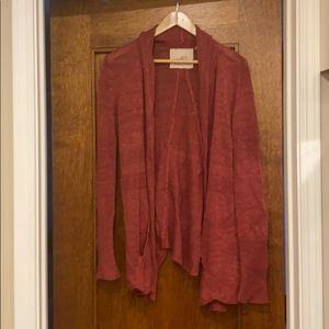 Red cardigan from Anthropologie